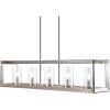 JONATHAN Y JYL7414A Anna 38.5″ Linear 5-Light Metal/Glass LED Pendant Contemporary Transitional Traditional Dimmable Dining Room Living Room Kitchen Foyer Bedroom Hallway, Oil Rubbed Bronze/Clear(Nickel)