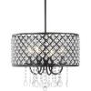 JONATHAN Y JYL7464A Gigi 17″ Metal/Crystal Adjustable LED Drop Pendant, Glam, Contemporary, Dimmable Dining Room, Living Room, Kitchen, Foyer, Black(17 in)