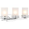 JONATHAN Y JYL7485A Fairfax 14.25″ 2-Light Metal/Frosted Glass Contemporary Glam LED Vanity Light Modern Transitional 2700K LED 9W Bulbs Included Bathroom Hallway Living Room Bedroom Mirror, Chrome(3 Bulb)