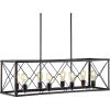 JONATHAN Y JYL7501A Ferme 16″ 3-Light Adjustable Iron Rustic Farmhouse LED Pendant Industrial Vintage Cottage Dimmable Dining Room Living Room Kitchen Foyer Bedroom Hallway, Oil Rubbed Bronze/Brown(39″ 8-Light)