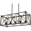 JONATHAN Y JYL7501A Ferme 16″ 3-Light Adjustable Iron Rustic Farmhouse LED Pendant Industrial Vintage Cottage Dimmable Dining Room Living Room Kitchen Foyer Bedroom Hallway, Oil Rubbed Bronze/Brown(30″ 5-Light)