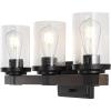 JONATHAN Y JYL7510A Bungalow 32″ 4-Light Iron/Seeded Glass Rustic Farmhouse LED Vanity Light, Oil Rubbed Bronze Cottage 2700K LED 4W Bulbs for Bedroom Livingroom Bathroom Hallway, Oil Rubbed Bronze(3 Bulb)