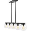 JONATHAN Y JYL7572A Luca Parisian 45.5″ 5-Light Modern Glam Iron Globe Linear LED Pendant Transitional Farmhouse Adjustable Dining Room Living Room Kitchen Island Foyer Bedroom, Brass Gold/White(Black)