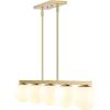 JONATHAN Y JYL7572A Luca Parisian 45.5″ 5-Light Modern Glam Iron Globe Linear LED Pendant Transitional Farmhouse Adjustable Dining Room Living Room Kitchen Island Foyer Bedroom, Brass Gold/White(Brass Gold)
