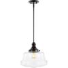 JONATHAN Y JYL7585A Schoolhouse 14″ 1-Light Bohemian Farmhouse Iron/Glass LED Pendant Modern Contemporary Adjustable Dining Room Living Room Kitchen Island Foyer Bedroom, Oil Rubbed Bronze/Clear