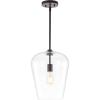 JONATHAN Y JYL7596A Hayes 11.25″ 1-Light Industrial Farmhouse Iron/Glass LED Pendant Coastal, Modern, Contemporary Bedroom Living Room, Oil Rubbed Bronze/Clear