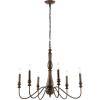 JONATHAN Y JYL7597A Victoria 29″ 6-Light Rustic Midcentury Iron LED Chandelier Farmhouse Classic Dining Room Living Room Kitchen Island Foyer Bedroom Lobby, Brown