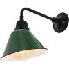 JONATHAN Y JYL7612G Croydon 9.63″ 1-Light Farmhouse Industrial Indoor/Outdoor Iron LED Gooseneck Arm Outdoor Sconce Metal Bell Shade Vintage Cottage Rustic Porch Patio Yard Barn, Wood Finish/Copper(Green/Black)