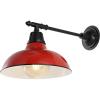 JONATHAN Y JYL7615G Wallace 12.25″ 1-Light Farmhouse Industrial Indoor/Outdoor Iron LED Victorian Arm Outdoor Sconce Metal Bowl Shade Vintage Cottage Rustic Porch Patio Yard Barn, Wood Finish/Copper(Red/Black)