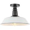 JONATHAN Y JYL7617D Camila 14″ 1-Light Classic Industrial Indoor/Outdoor Iron LED Semi Flush Mount Mid-Century, Rustic 2700K Cozy Warm Light Kitchen Hallway Bathroom Stairwell, Gray/White(White/Black)