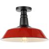 JONATHAN Y JYL7617D Camila 14″ 1-Light Classic Industrial Indoor/Outdoor Iron LED Semi Flush Mount Mid-Century, Rustic 2700K Cozy Warm Light Kitchen Hallway Bathroom Stairwell, Gray/White(Red/Black)