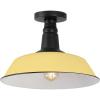JONATHAN Y JYL7617D Camila 14″ 1-Light Classic Industrial Indoor/Outdoor Iron LED Semi Flush Mount Mid-Century, Rustic 2700K Cozy Warm Light Kitchen Hallway Bathroom Stairwell, Gray/White(Matte Yellow/Black)