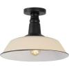 JONATHAN Y JYL7617D Camila 14″ 1-Light Classic Industrial Indoor/Outdoor Iron LED Semi Flush Mount Mid-Century, Rustic 2700K Cozy Warm Light Kitchen Hallway Bathroom Stairwell, Gray/White(Matte Almond/Black)