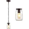 JONATHAN Y JYL7800A Gaines 5.5″ 1-Light Farmhouse Industrial Iron Mason Jar LED Pendant Rustic Bohemian Adjustable Dining Room Living Room Kitchen Island Foyer Bedroom Hallway, Oil Rubbed Bronze/Clear(1-Light)