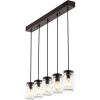 JONATHAN Y JYL7800A Gaines 5.5″ 1-Light Farmhouse Industrial Iron Mason Jar LED Pendant Rustic Bohemian Adjustable Dining Room Living Room Kitchen Island Foyer Bedroom Hallway, Oil Rubbed Bronze/Clear(5-Light)