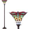 JONATHAN Y JYL8002B Dragonfly Tiffany-Style 71″ Torchiere Floor Lamp, Tiffany, Traditional, Art Nouveau Style, Elegant, Office, Living Room, Family Room, Dining Room, Bedroom, Foyer, Bronze/Green(Bronze/Red)