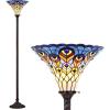 JONATHAN Y JYL8006A Peacock Tiffany-Style 70″ Torchiere LED Floor Lamp, Tiffany, Traditional, Art Nouveau Style, Office, Bedroom, Living Room, Family Room, Dining Room, Hallway, Foyer, Bronze