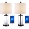 JONATHAN Y JYL8500A-SET2 Abner 21″ Glass Modern Contemporary USB Charging LED Table Lamp Glam Bedside Desk Nightstand Lamp for Bedroom Living Room Office College, Oil Rubbed Bronze/Clear (Set of 2)