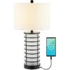 JONATHAN Y JYL8502A Jayce 27″ Modern Industrial Iron Nightlight LED Table Lamp with USB Charging Port Coastal Contemporary Bedside Desk Nightstand Lamp for Bedroom Living Room Office, Black