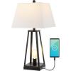 JONATHAN Y JYL8503A Waylon 28.5″ Classic Industrial Iron Nightlight LED Table Lamp with USB Charging Port Modern Contemporary Bedside Desk Nightstand Lamp for Bedroom Living Room, Black