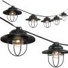 JONATHAN Y JYL8703A Indoor Outdoor Rustic Farmhouse Incandescent G40 Metal Cage Shade String Lights Garden Patio Backyard Porch Balcony, 10 ft. 10-Light, Black(Black)