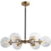 JONATHAN Y JYL9059B Caleb Adjustable 6-Light 28″ Brass Cluster Pendant Midcentury,Contemporary,Modern,Scandinavian,Glam Dimmable, for Foyer, Dining, Kitchen(Brass Gold/Clear)