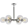 JONATHAN Y JYL9059B Caleb Adjustable 6-Light 28″ Brass Cluster Pendant Midcentury,Contemporary,Modern,Scandinavian,Glam Dimmable, for Foyer, Dining, Kitchen(Clear / Black)