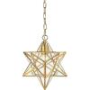 JONATHAN Y JYL9072A Stella 12″ Moravian Star Metal/Mercury Glass LED Pendant Glam Dimmable for Kitchen Hallway Bathroom Stairwell, Oil Rubbed Bronze(Gold Leaf)