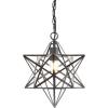 JONATHAN Y JYL9072A Stella 12″ Moravian Star Metal/Mercury Glass LED Pendant Glam Dimmable for Kitchen Hallway Bathroom Stairwell, Oil Rubbed Bronze(Oil Rubbed Bronze/Clear)