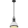 JONATHAN Y JYL9536A Homer 13″ 1-Light Modern Industrial Iron LED Dome Pendant, Classic, Cottage, Farmhouse, Industrial, Rustic, Transitional, Office, Living Room, Kitchen, Foyer, Black/Brass Gold(Matte Black/White)