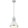 JONATHAN Y JYL9536A Homer 13″ 1-Light Modern Industrial Iron LED Dome Pendant, Classic, Cottage, Farmhouse, Industrial, Rustic, Transitional, Office, Living Room, Kitchen, Foyer, Black/Brass Gold(Chrome / White)