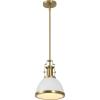 JONATHAN Y JYL9536A Homer 13″ 1-Light Modern Industrial Iron LED Dome Pendant, Classic, Cottage, Farmhouse, Industrial, Rustic, Transitional, Office, Living Room, Kitchen, Foyer, Black/Brass Gold(Brass Gold/White)
