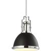 JONATHAN Y JYL9536A Homer 13″ 1-Light Modern Industrial Iron LED Dome Pendant, Classic, Cottage, Farmhouse, Industrial, Rustic, Transitional, Office, Living Room, Kitchen, Foyer, Black/Brass Gold(Black/Chrome)