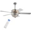 JONATHAN Y JYL9602A Zara 52″ Filigree 6-Light Metal/Wood LED Ceiling Fan, Transitional, Glam, Classic, Modern, Contemporary, Office, Bedroom, Living Room, Family Room, Dining Room, Chrome