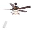 JONATHAN Y JYL9607A 52″ 3-Light Chrome Drum Shade LED Ceiling Fan + Remote, Traditional Farmhouse Rustic Industrial Bohemian Country Cottage Transitional Glam for Home, Kitchen, Living Room(Oil-Rubbed Bronze)