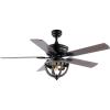 JONATHAN Y JYL9613A Jasper Farmhouse Industrial Iron Dome Shade LED Ceiling Fan with Remote, for Bedroom, Living Room, Dining Room 52″ 2 Light, Black