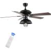 JONATHAN Y JYL9615A Ashton Farmhouse Industrial Iron Dome Shade LED Ceiling Fan with Remote, for Bedroom, Living Room, Dining Room 52″ 1 Light, Black