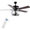 JONATHAN Y JYL9620A Braxton Farmhouse Industrial Iron Drum Shade LED Ceiling Fan with Remote, for Bedroom, Living Room, Dining Room 52″ 4 Light, Black