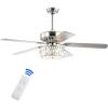 JONATHAN Y JYL9706A Mandy 52″ 3-Light Crystal Prism Drum LED Ceiling Fan with Remote, Transitional, Glam, Classic, Modern, Contemporary, Office, Bedroom, Living Room, Family Room, Dining Room, Chrome