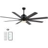 JONATHAN Y JYL9713A Octo 66″ 1-Light Contemporary Industrial Iron/Plastic Mobile-App/Remote-Controlled 6-Speed Ceiling Fan with Integrated LED Light, Black/Dark Brown Wood Finish(Black/Dark Brown Wood Finish)