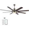 JONATHAN Y JYL9713A Octo 66″ 1-Light Contemporary Industrial Iron/Plastic Mobile-App/Remote-Controlled 6-Speed Ceiling Fan with Integrated LED Light, Black/Dark Brown Wood Finish(Nickel/Neutral Brown Wood Finish)