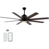 JONATHAN Y JYL9713A Octo 66″ 1-Light Contemporary Industrial Iron/Plastic Mobile-App/Remote-Controlled 6-Speed Ceiling Fan with Integrated LED Light, Black/Dark Brown Wood Finish(Black/Neutral Brown Wood Finish)