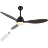 JONATHAN Y JYL9714A Audie 52″ 1-Light Mobile-App/Remote-Controlled, 6-Speed Propeller Integrated LED Ceiling Fan, Coastal, Contemporary, Minimalist for Bedroom, Living Room, Office, Black(Dark Brown Wood)