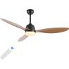 JONATHAN Y JYL9714A Audie 52″ 1-Light Mobile-App/Remote-Controlled, 6-Speed Propeller Integrated LED Ceiling Fan, Coastal, Contemporary, Minimalist for Bedroom, Living Room, Office, Black(Light Brown Wood)