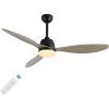 JONATHAN Y JYL9714A Audie 52″ 1-Light Mobile-App/Remote-Controlled, 6-Speed Propeller Integrated LED Ceiling Fan, Coastal, Contemporary, Minimalist for Bedroom, Living Room, Office, Black(Gray Wood)