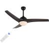 JONATHAN Y JYL9717B Sully 52″ 1-Light Mobile-App/Remote-Controlled, 6-Speed Propeller Integrated LED Ceiling Fan, Contemporary, Industrial, Cottage for Bedroom, Living Room, Office, Gray Wood(Dark Brown Wood)