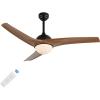 JONATHAN Y JYL9717B Sully 52″ 1-Light Mobile-App/Remote-Controlled, 6-Speed Propeller Integrated LED Ceiling Fan, Contemporary, Industrial, Cottage for Bedroom, Living Room, Office, Gray Wood(Light Brown Wood)