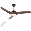 JONATHAN Y JYL9717B Sully 52″ 1-Light Mobile-App/Remote-Controlled, 6-Speed Propeller Integrated LED Ceiling Fan, Contemporary, Industrial, Cottage for Bedroom, Living Room, Office, Gray Wood(Neutral Brown Wood)