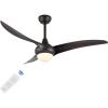 JONATHAN Y JYL9718C Aviator 52″ 1-Light Mobile-App/Remote-Controlled, 6-Speed Retro Swirl Integrated LED Ceiling Fan, Modern, Industrial, Coastal for Bedroom, Living Room, Dark Brown Wood(Dark Brown Wood)