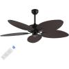 JONATHAN Y JYL9719A Raffles 52″ Mobile-App/Remote-Controlled, 6-Speed Palm Blade Ceiling Fan, Bohemian, Coastal, Industrial, Modern, Traditional for Bedroom, Living Room, Office, Black(Dark Brown Wood)